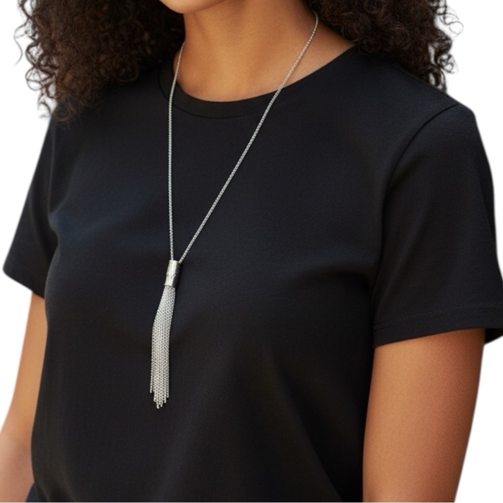 Sterling Silver 925 Shablool Made in Israel Whip Necklace with Tassel Fringe NWT